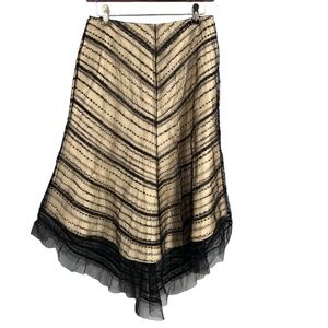 Albert Nipon Black and Cream Midi Skirt